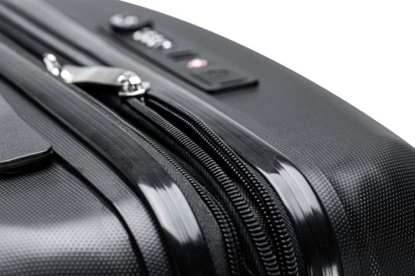 Fermeture éclair extensible sur valise noir rigide pas cher