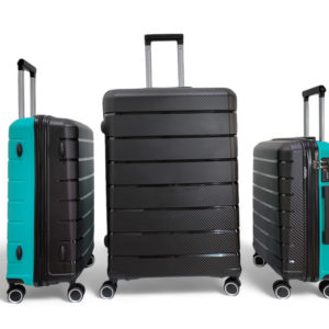Trio de bagage turquoise et noir en pp incassable