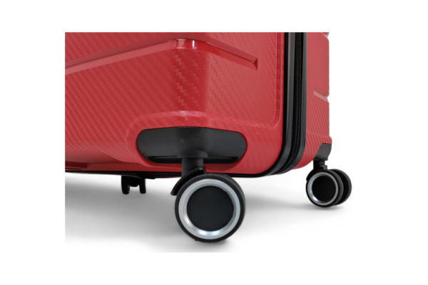 valise rouge glamour avec roues amovibles 360 degrés