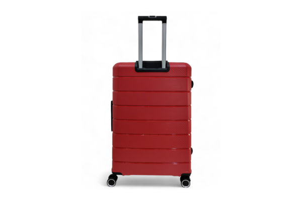 vue de dos valise rouge en pp résistant