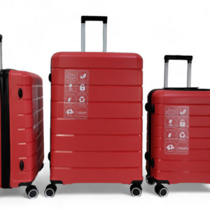 Bagage de voyage rouge set de 3 pièces en PP incassable